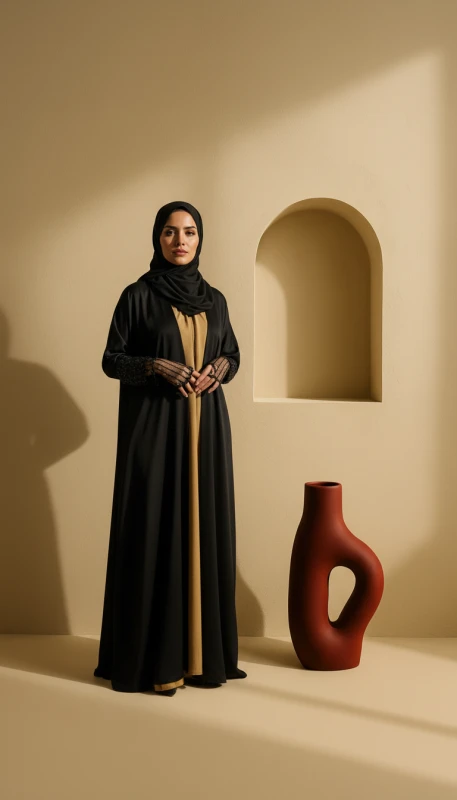Black kimono abaya for women - modern modest outerwear in Dubai
